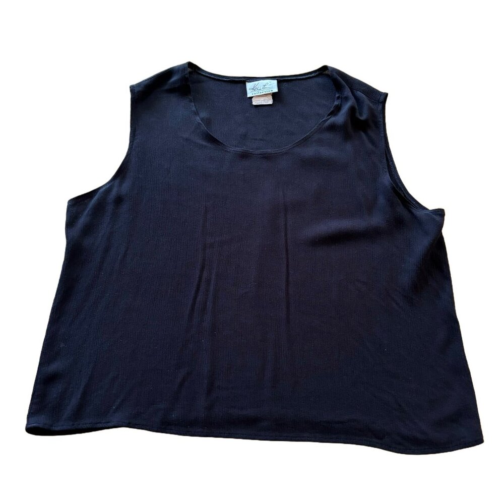 Vintage Rayon Oversized Flowy Crop Top Tank XL Cropped Simple Blouse Shirt